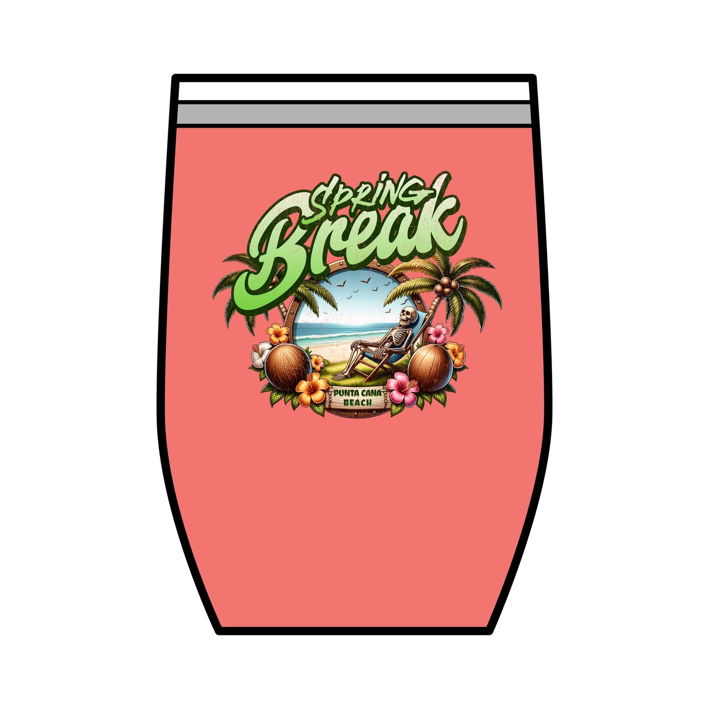 Spring Break Wine Tumbler | 12oz Tropical Vacation Cup