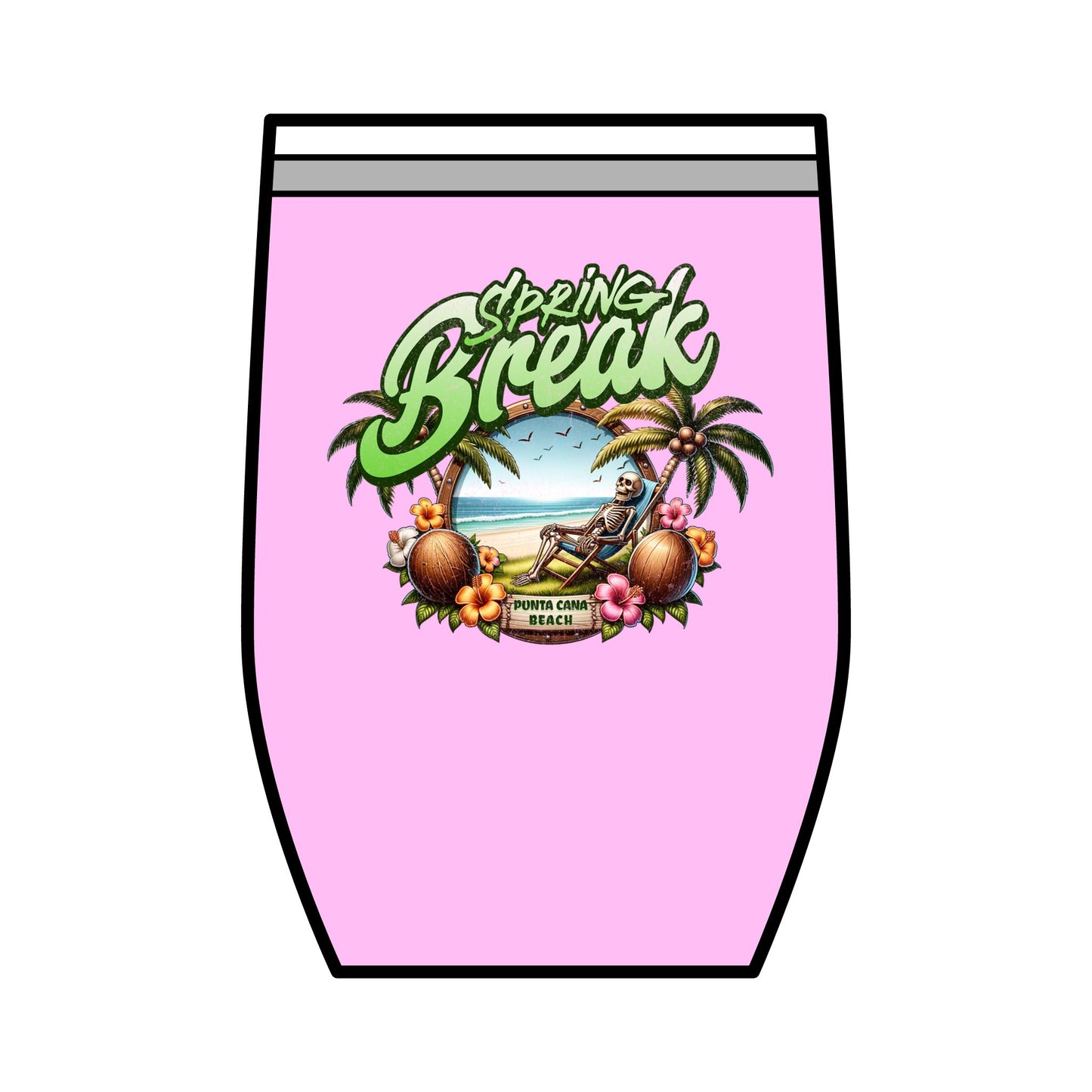 Spring Break Wine Tumbler | 12oz Tropical Vacation Cup