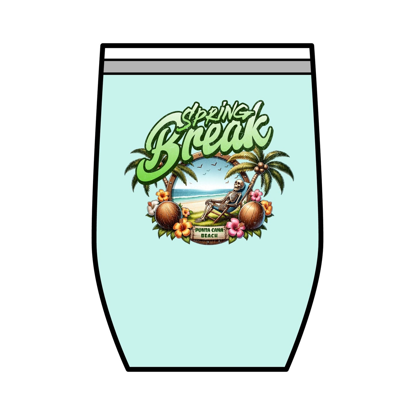 Spring Break Wine Tumbler | 12oz Tropical Vacation Cup