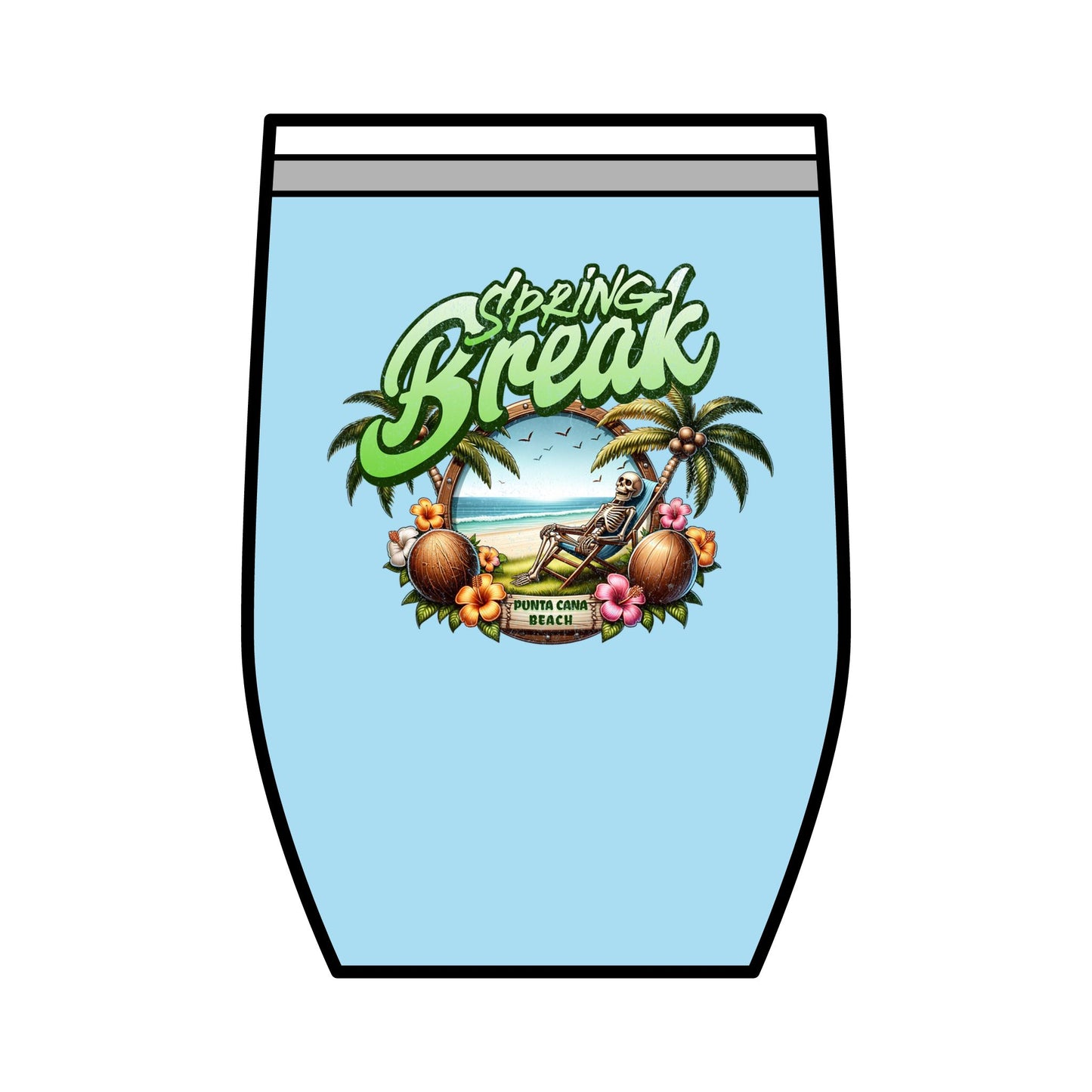 Spring Break Wine Tumbler | 12oz Tropical Vacation Cup