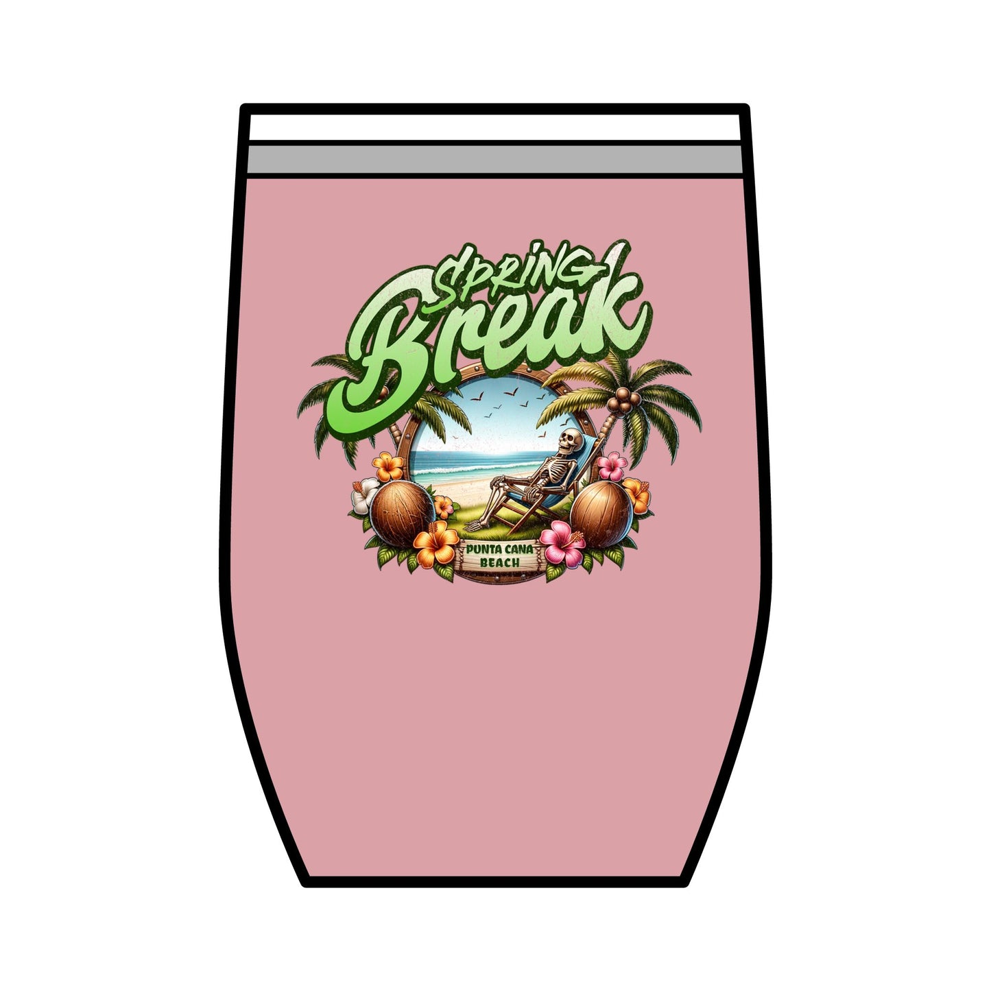 Spring Break Wine Tumbler | 12oz Tropical Vacation Cup