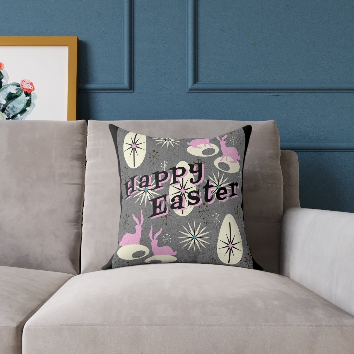 Easter Decorative Pillow, Happy Easter Square Pillow, Spring Decor, Easter Gifts, Home Decor, Holiday Accent Pillow