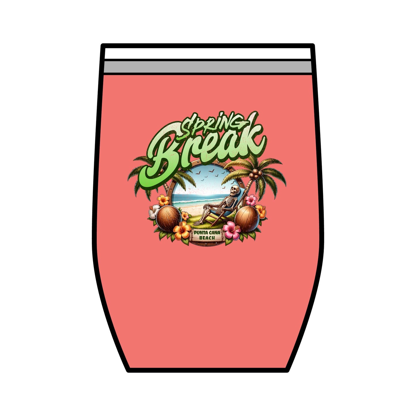 Spring Break Wine Tumbler | 12oz Tropical Vacation Cup