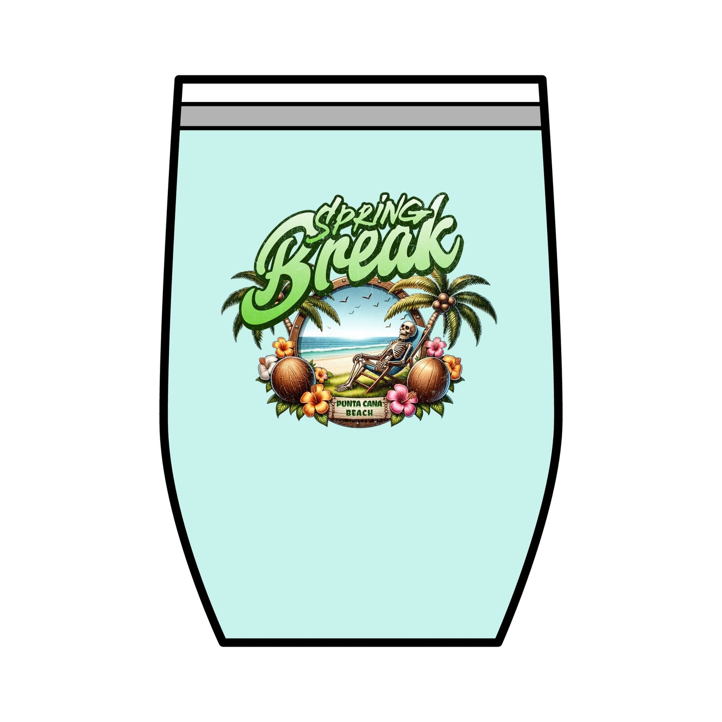 Spring Break Wine Tumbler | 12oz Tropical Vacation Cup