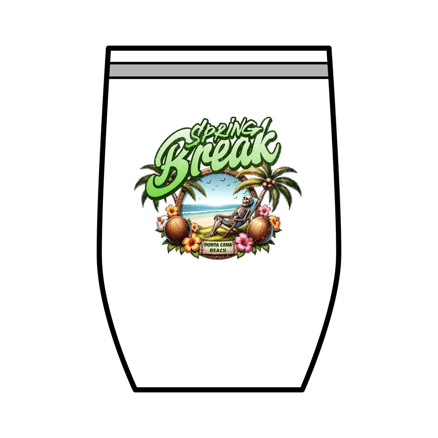 Spring Break Wine Tumbler | 12oz Tropical Vacation Cup