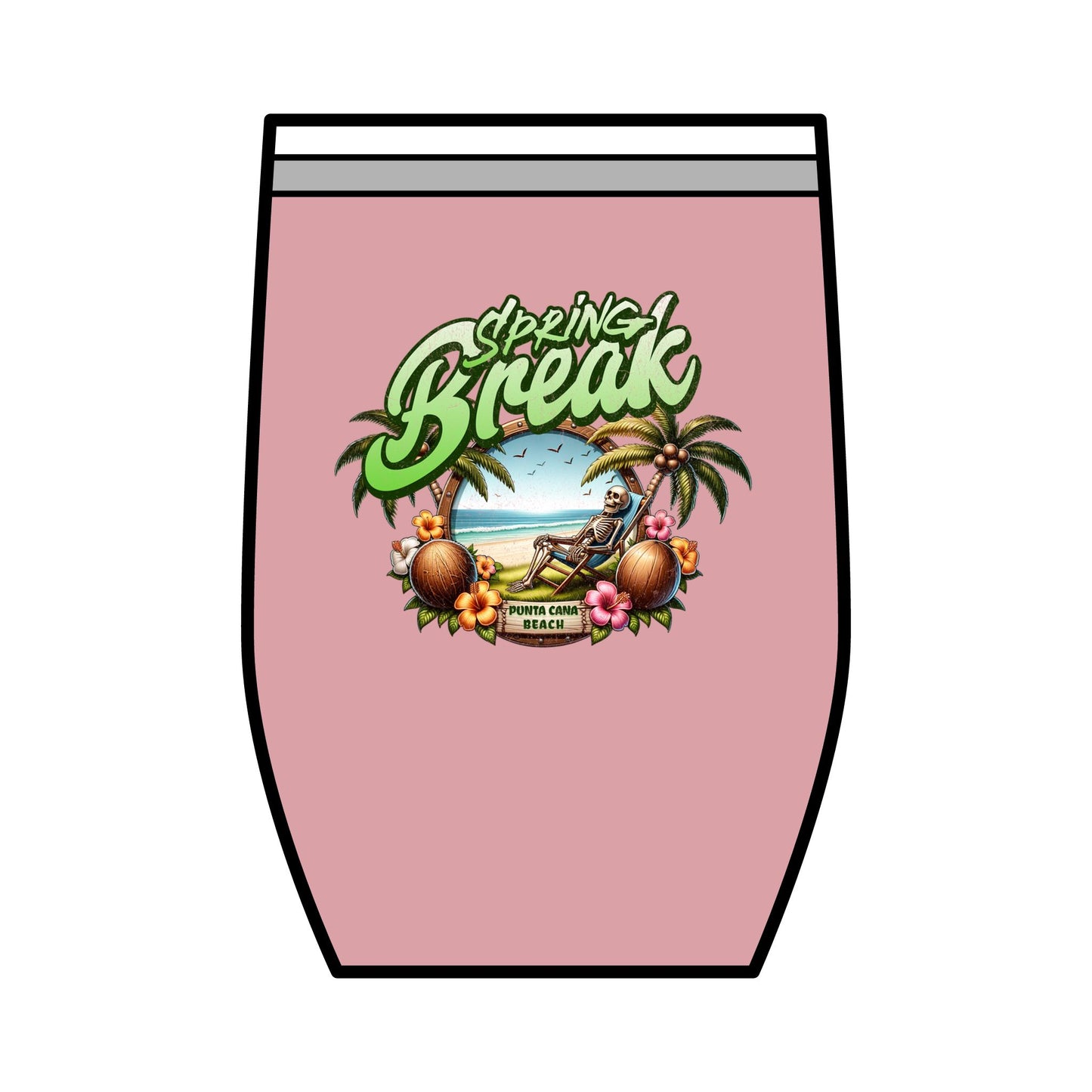 Spring Break Wine Tumbler | 12oz Tropical Vacation Cup