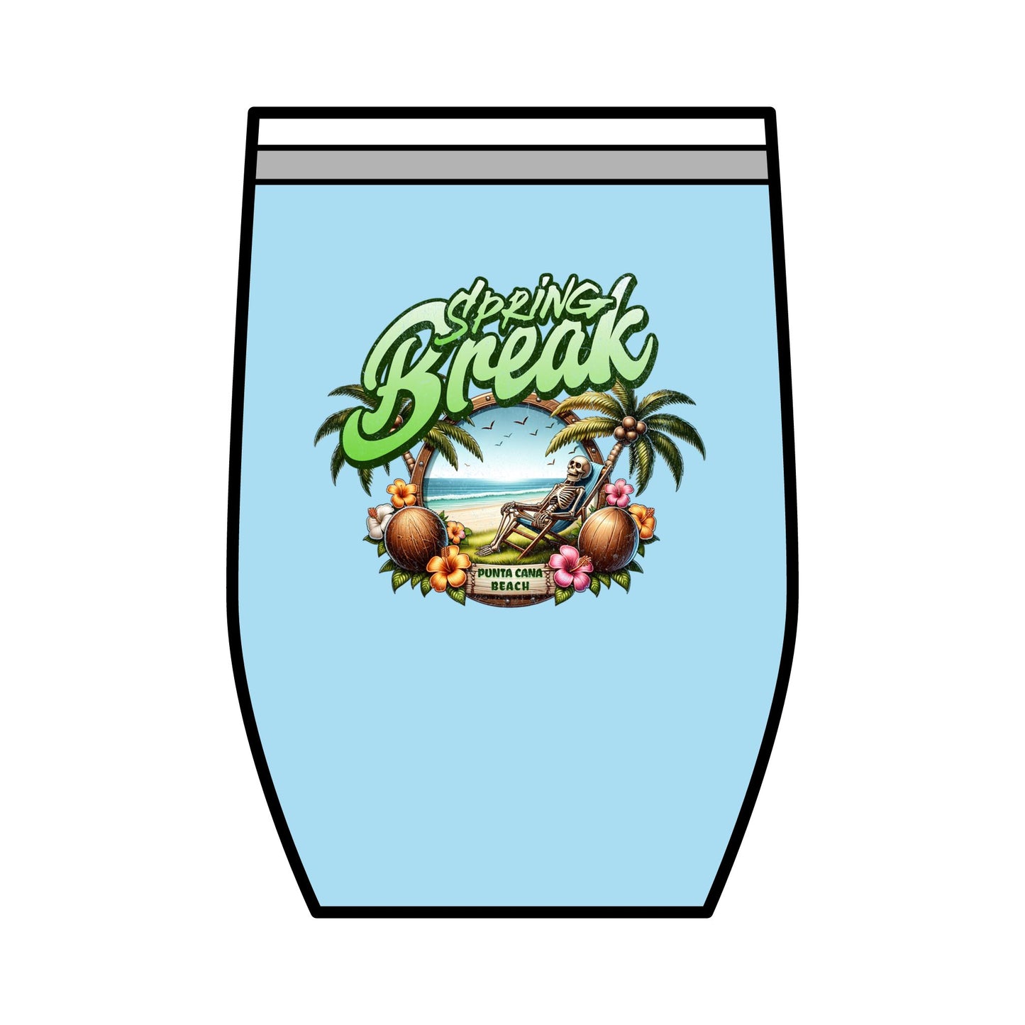 Spring Break Wine Tumbler | 12oz Tropical Vacation Cup