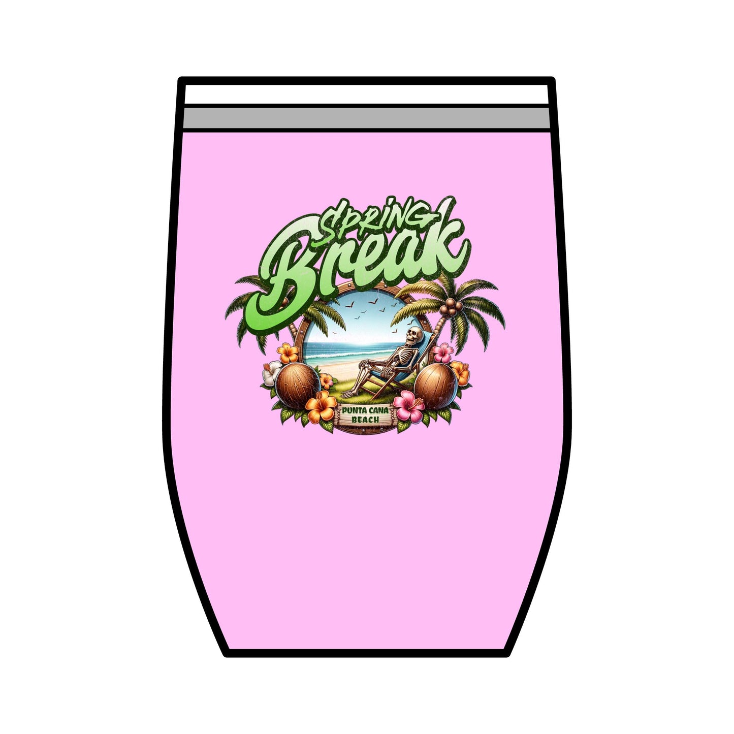 Spring Break Wine Tumbler | 12oz Tropical Vacation Cup